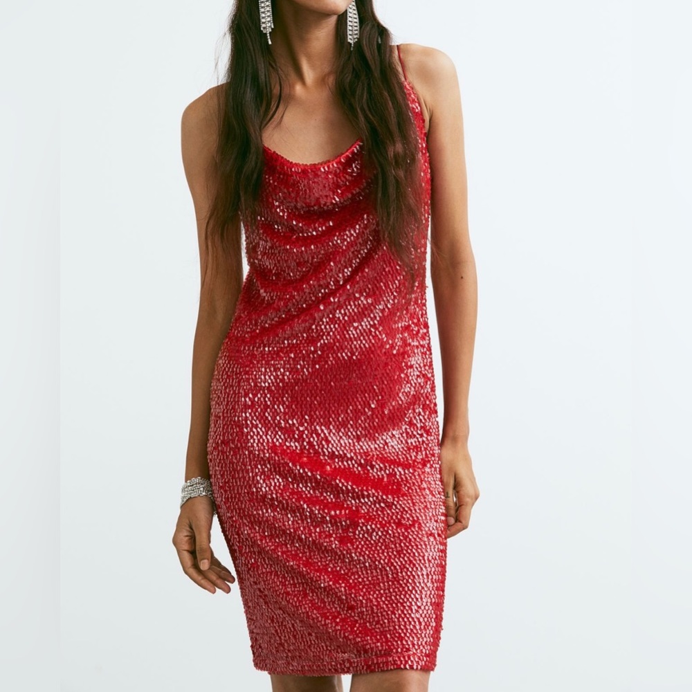 H & M Red Sequin Dress